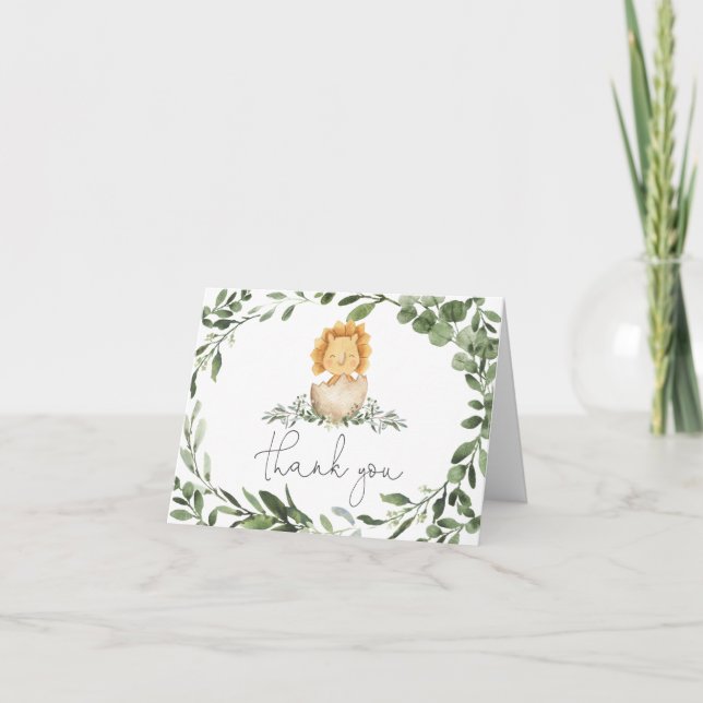 Baby Dinosaur Baby Shower Thank You Card (Front)