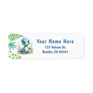 Baby Dinosaur Blue and Green Return Address Label