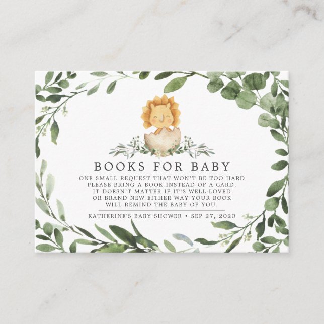 Baby Dinosaur Books For Baby Baby Shower Card (Front)