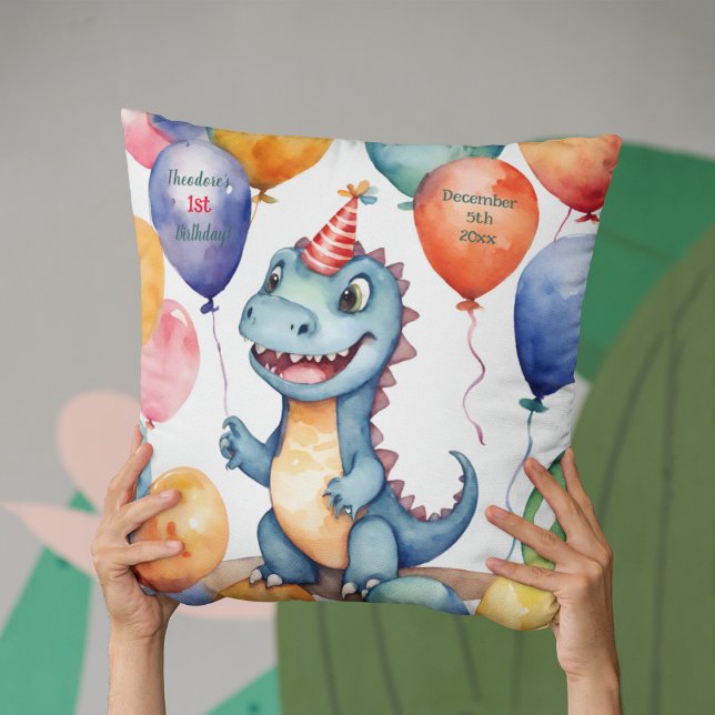 Baby Dinosaur Boys Personalised Birthday Cushion (Creator Uploaded)