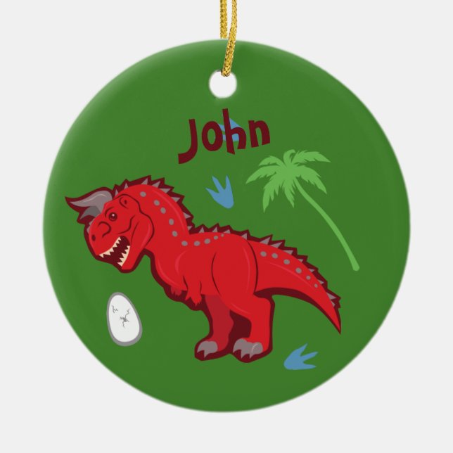 Baby Dinosaur Carnotaurus Ceramic Tree Decoration (Front)