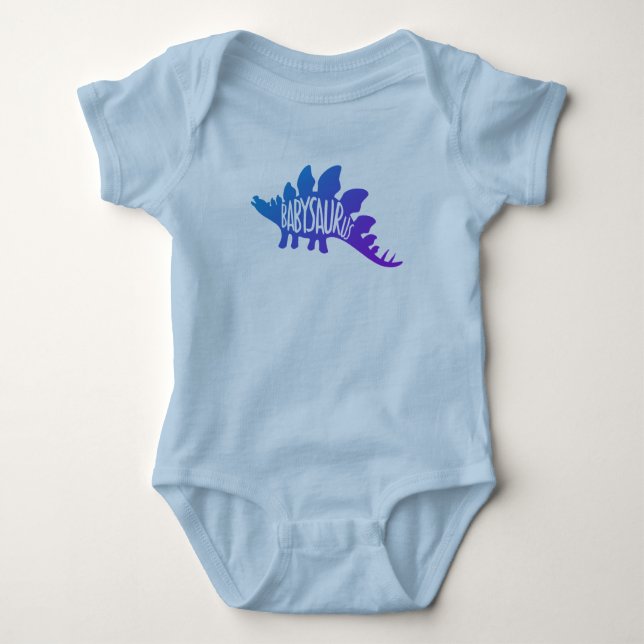 Baby Dinosaur Cute Design In Blue Bodysuit (Front)