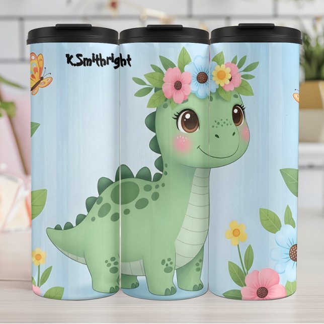 Baby Dinosaur Flower Headband Bliss Thermal Tumbler (Creator Uploaded)