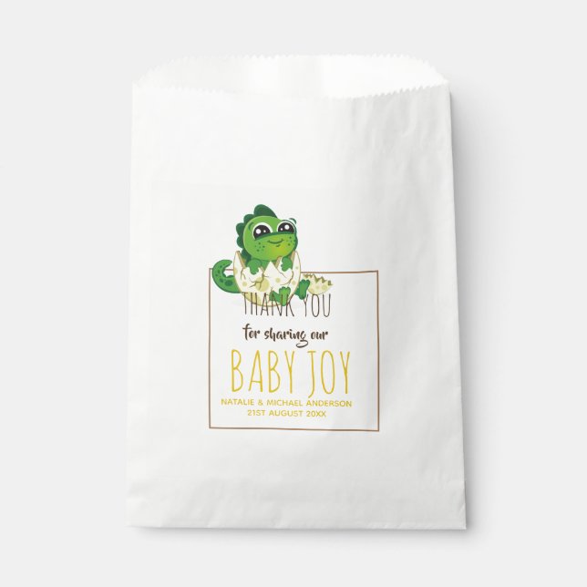 Baby Dinosaur Hatching Egg Boy Girls Shower Favour Bags (Front)