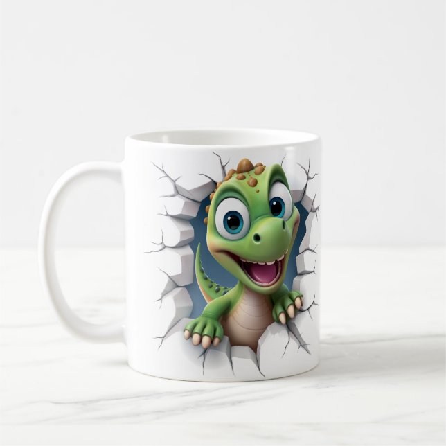 Baby dinosaur hole in coffee mug (Left)