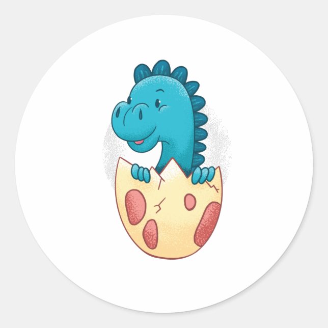 Baby Dinosaur in Egg Classic Round Sticker (Front)