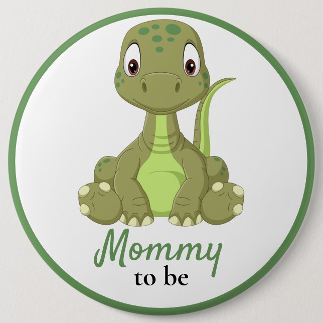 Baby Dinosaur Mummy Baby Shower  Button (Front)
