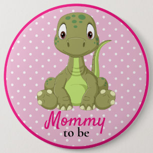 Baby Dinosaur Mummy T rex Pink Baby Shower  Button