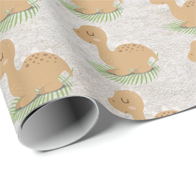 Baby Dinosaur On Leaf Wrapping Paper (Roll Corner)