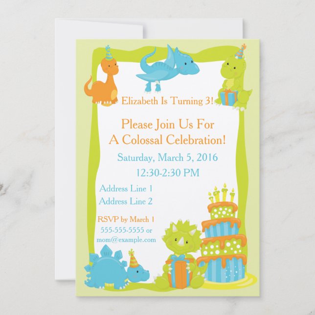 Baby Dinosaur Party Invitation (Front)