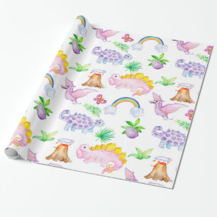 Baby Dinosaur Pastel Colours Cute Wrapping Paper