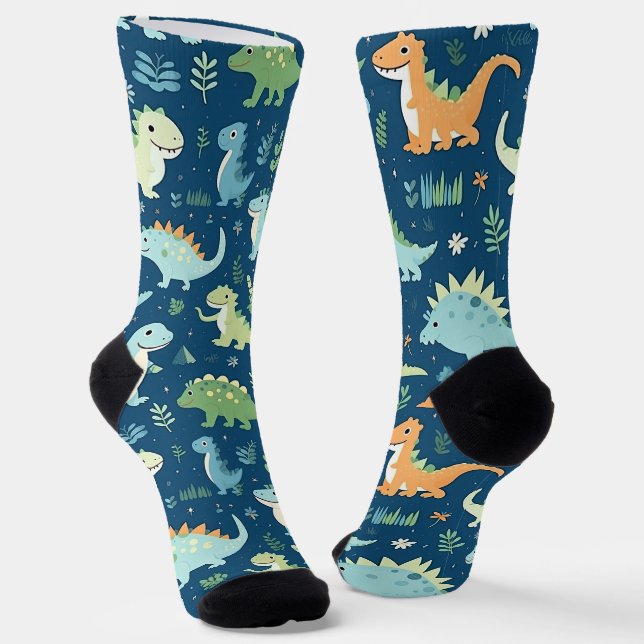 Baby Dinosaur Pattern Socks (Angled)