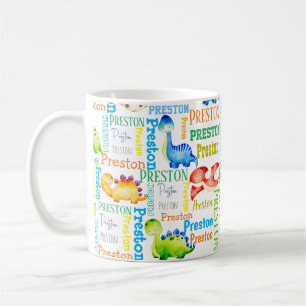 Baby dinosaur personalised boys name   coffee mug