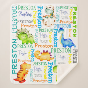 Baby dinosaur personalised boys name    sherpa blanket