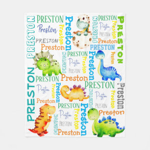 Baby dinosaur personalized boys name   fleece blanket