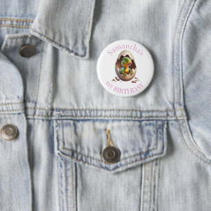 Baby Dinosaur Pink Birthday  6 Cm Round Badge