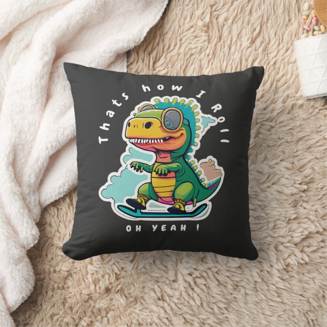 Baby Dinosaur Skating | Thats how I Roll Cushion (Blanket)