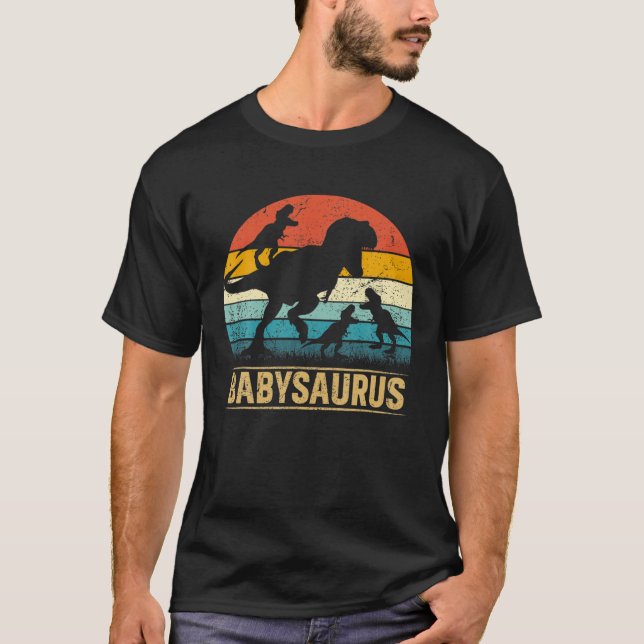 Baby Dinosaur T Rex Babysaurus 3 Kids Family Match T-Shirt (Front)