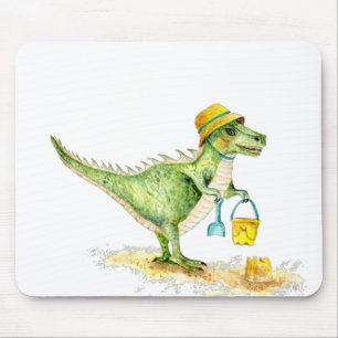 Baby Dinosaur T-Rex on the Beach Mouse Mat