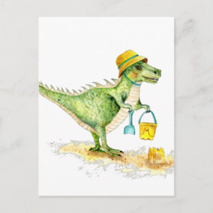 Baby Dinosaur T-Rex on the Beach Postcard