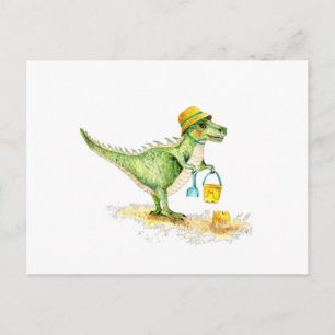 Baby Dinosaur T-Rex on the Beach Postcard