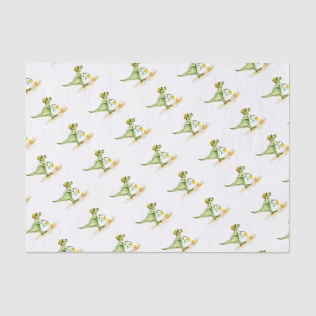 Baby Dinosaur T-Rex on the Beach Tissue Paper (Front)