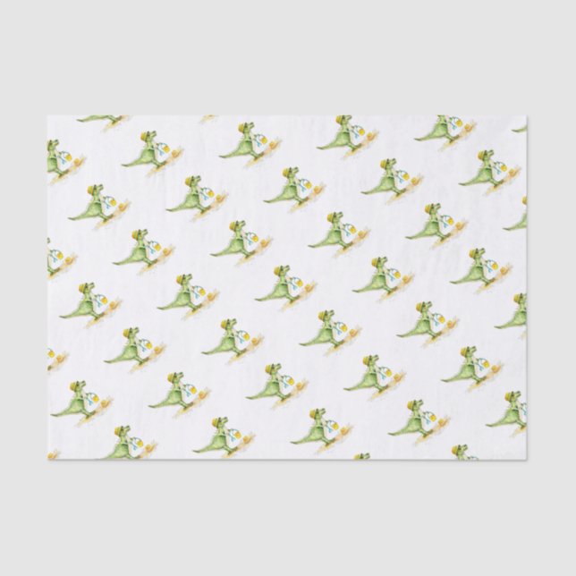 Baby Dinosaur T-Rex on the Beach Tissue Paper (Front)