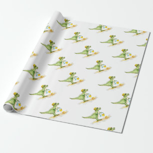 Baby Dinosaur T-Rex on the Beach Wrapping Paper