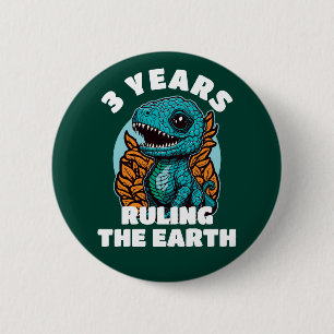 Baby Dinosaur Three Years Old Birthday 6 Cm Round Badge