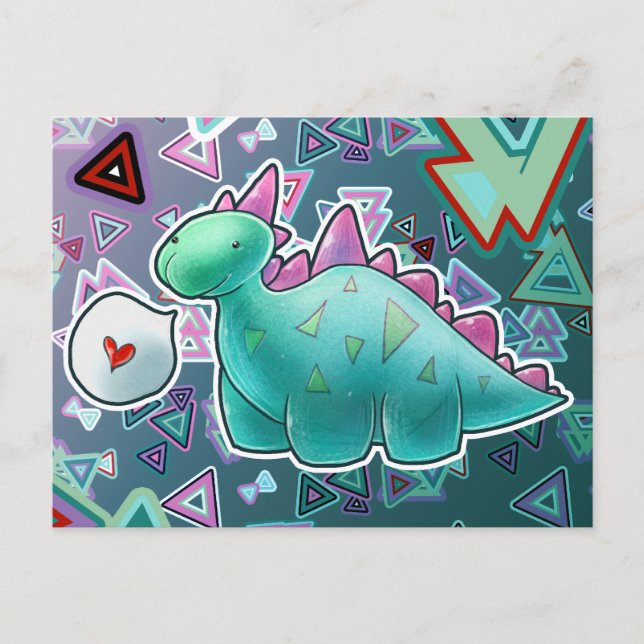 Baby Dinosaur Triangle Background Postcard (Front)
