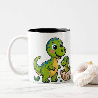 baby dinosaur Two-Tone coffee mug