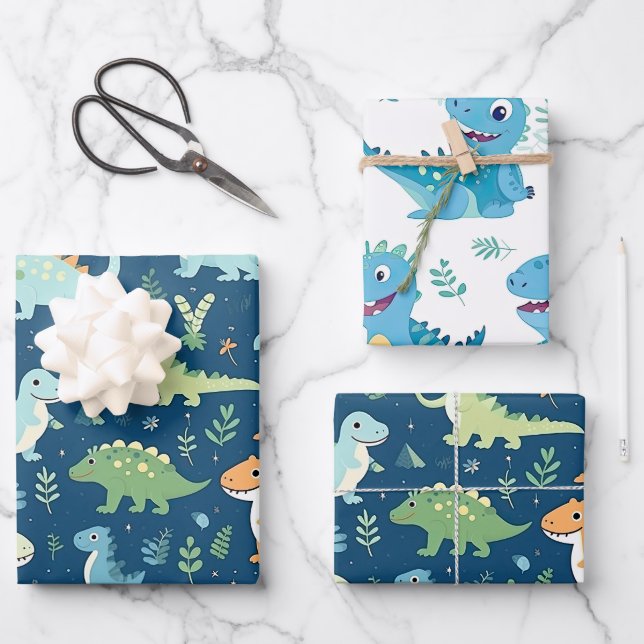 Baby Dinosaur Wrapping Paper Sheet (Front)