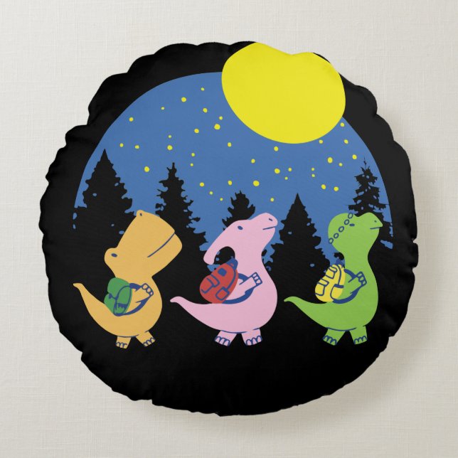 Baby Dinosaurs Back To School Round Cushion (Front)