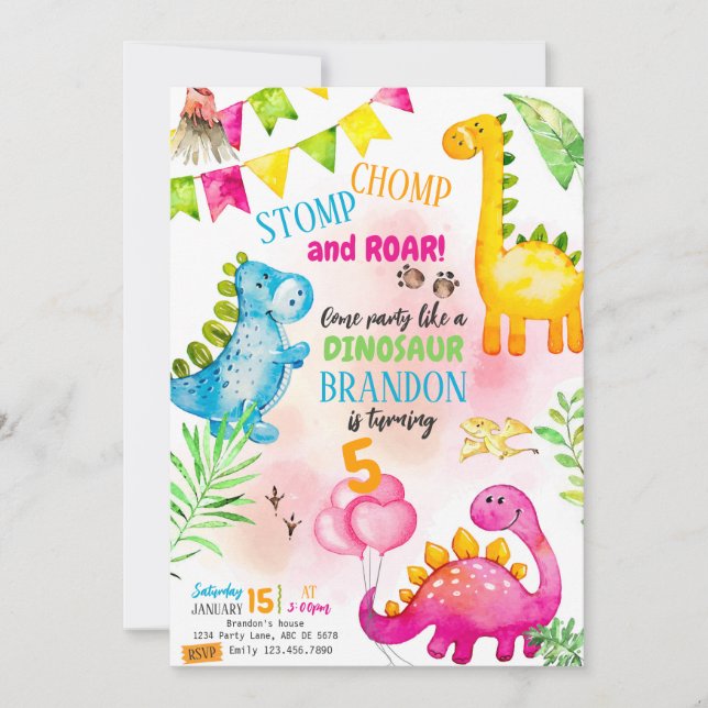 Baby Dinosaurs Birthday  Invitation (Front)