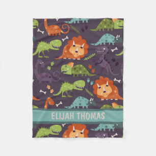 Baby Dinosaurs Dino Boys Personalised Monogram Fleece Blanket