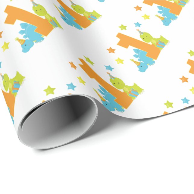 Baby Dinosaurs First Birthday Wrapping Paper (Roll Corner)