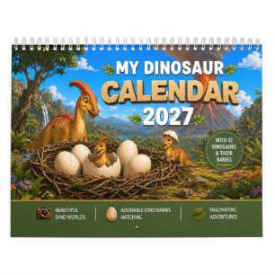 Baby Dinosaurs Hatching – Prehistoric World 2027 Calendar