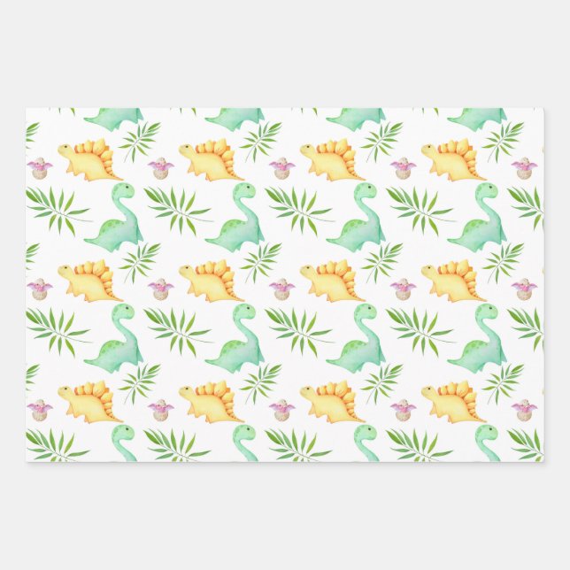 Baby Dinosaurs Wrapping Paper Sheet (Front)