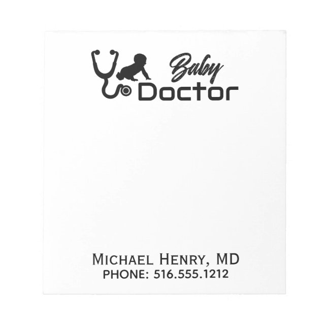 Baby Doctor Paediatrician MD Stethoscope Notepad (Front)