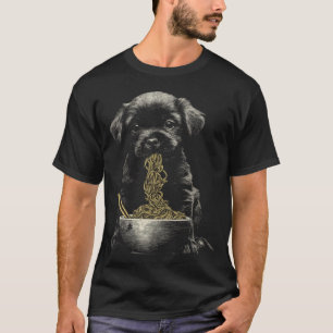 Baby Dog Black Labrador Retriever Eating Ramen Noo T-Shirt