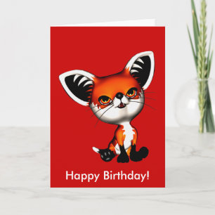 Baby Dog Fox Happy Birthday Card