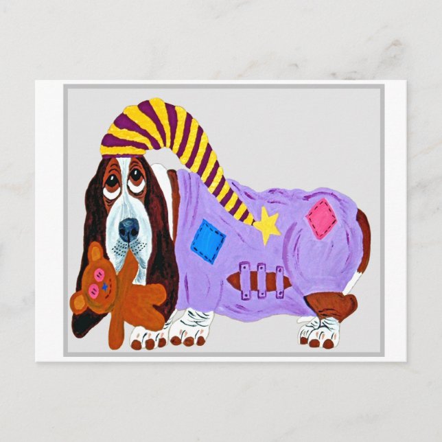 Baby doggie in pyjamas bodysuit postcard (Front)