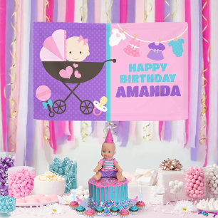 Baby Doll Happy Birthday Banner