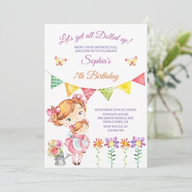 Baby Doll Party Birthday Any Age Invitation (Standing Front)
