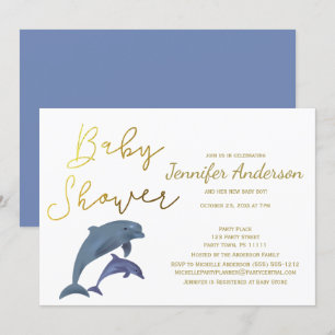 Baby Dolphin Boy or Girl Baby Shower Invitation