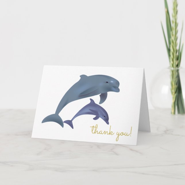 Baby Dolphin Boy or Girl Baby Shower  Thank You Card (Front)