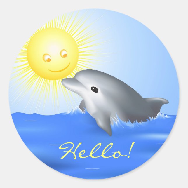 Baby Dolphin Classic Round Sticker (Front)