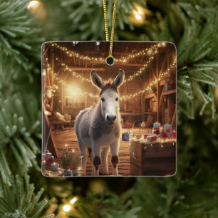Baby Donkey Family Ornament, Donkey Lovers Gifts Ceramic Ornament
