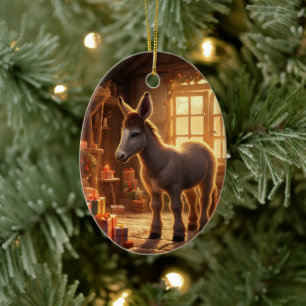 Baby Donkey Family Ornament, Donkey Lovers Gifts Ceramic Tree Decoration