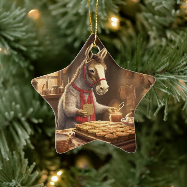 Baby Donkey Family Ornament, Donkey Lovers Gifts Ceramic Tree Decoration (Tree)